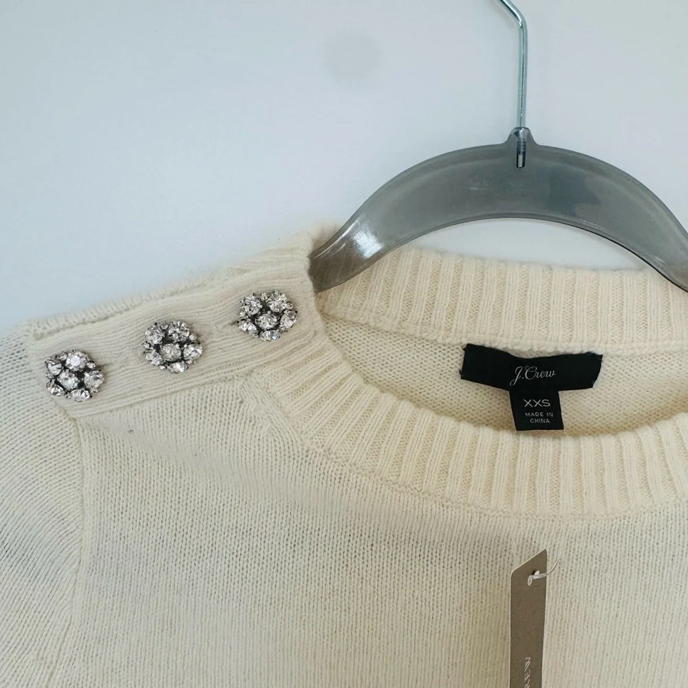 J.Crew Cream Sweater with Jewel Button Accents XXS NWT